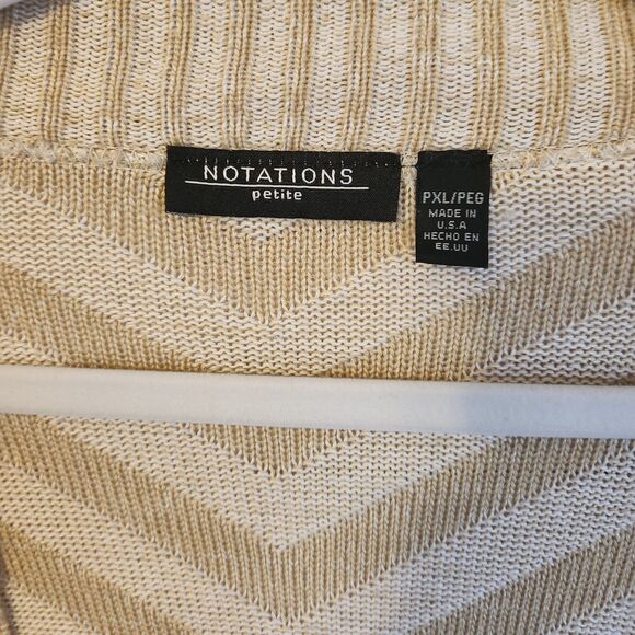 Notations XL petite cream striped 3/4 sleeve cardigan - Picture 3 of 7